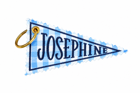 Personalized Gingham Pennant Keychain/Bag Tag